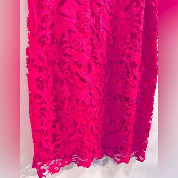 Eliza J. Vibrant Pink Lace Dress Sz 12 - Picture 3 of 6